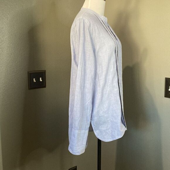Jcrew blue white cotton Tunic lightweight top - Picture 7 of 12